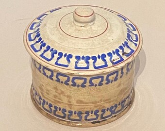 French Faience Pottery Lidded Canister