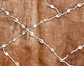 DRCongo Africa Kuba Cloth Textile with Beads and Cowrie Shells