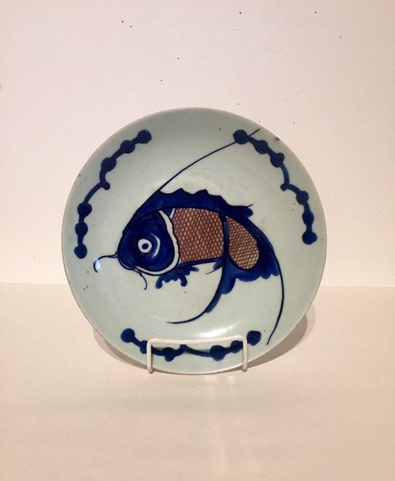 中国清時代 新渡鯉皿 タサチ 直径約25cm 東N7-1029☆2F