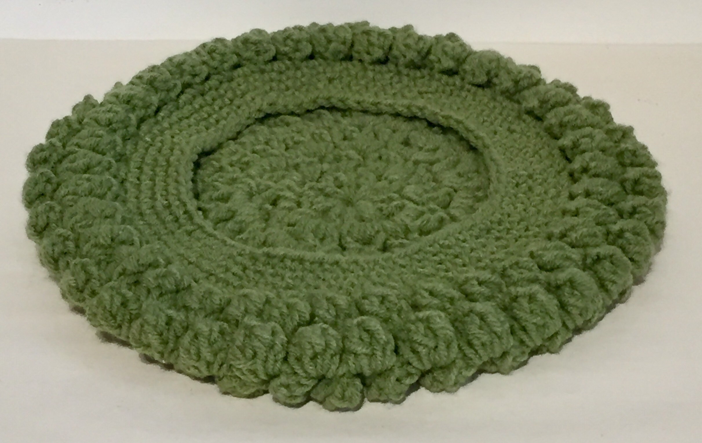 Light green hand crocheted cotton beret Hand Crocheted Vintage Sage Green Beret - Tam Hat - Etsy main image 2