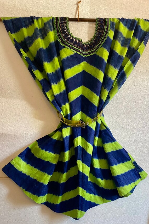 Green and Blue Tie Dye Ethnic Dress with Embroide… - image 8