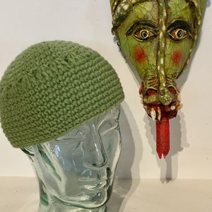 Hand Crocheted Vintage Sage Green Beanie image 3