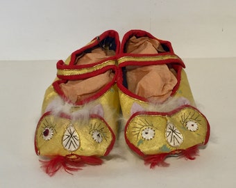 Taiwanese Vintage Silk Kitty Cat Slippers #4