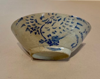 Japanese Blue & White Earthenware Ramen Bowl