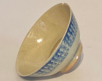 Japanese Blue & White Pottery Rice Bowl