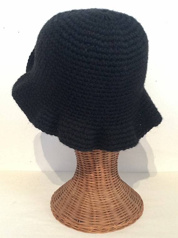 Hand Crocheted Black Slouch Hat - image 5