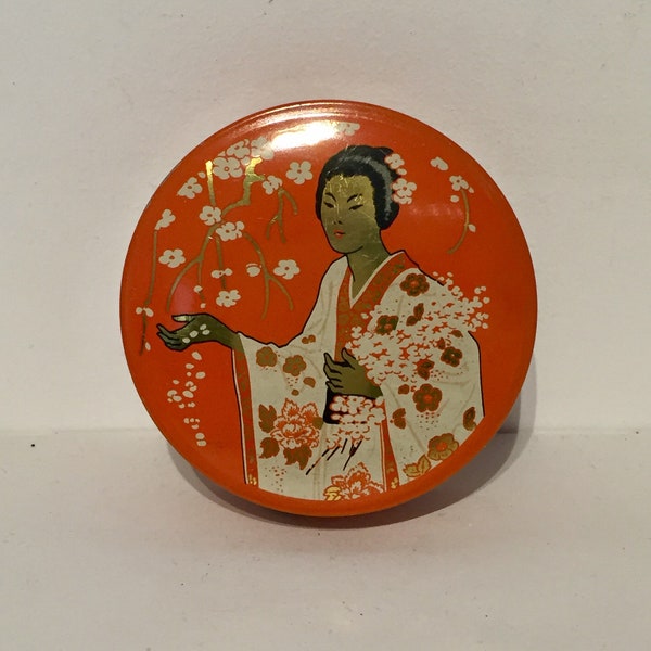 Japanese Madame Butterfly Vintage Silk Typewriter Ribbon Tin