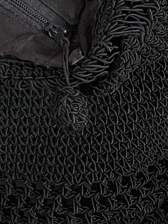Black Crocheted Drawstring Backpack Bag - image 10