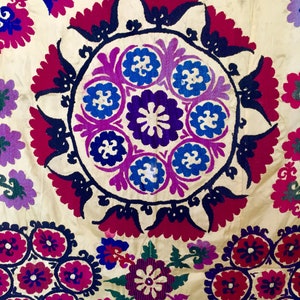 Indian Suzani Embroidered Vintage Textile