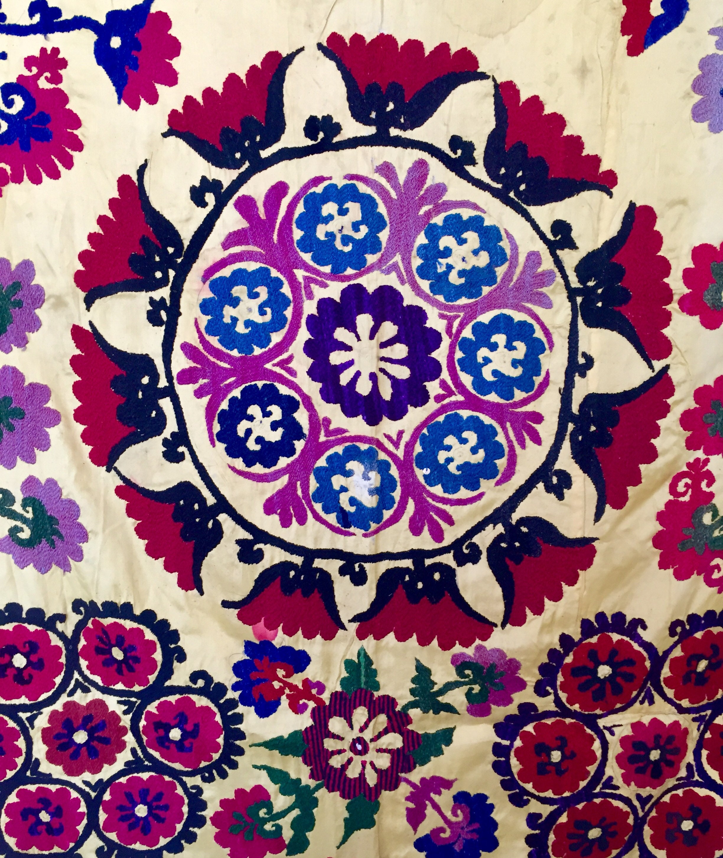 Indian Suzani Embroidered Vintage Textile