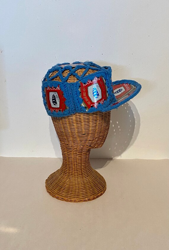 Crocheted Molson Beer Can Baseball Cap Gem