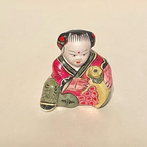 Chinese Ceramic Little Girl Figure with Basket