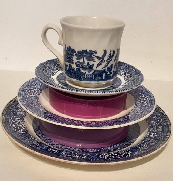 1-homer Laughlin Vintage Blue Willow Side/salad Plate - Etsy