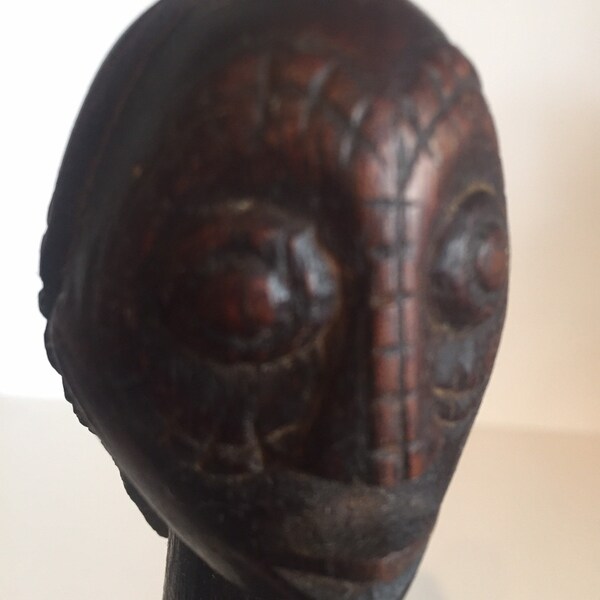 African Afro Comb Carved Fertility Figure