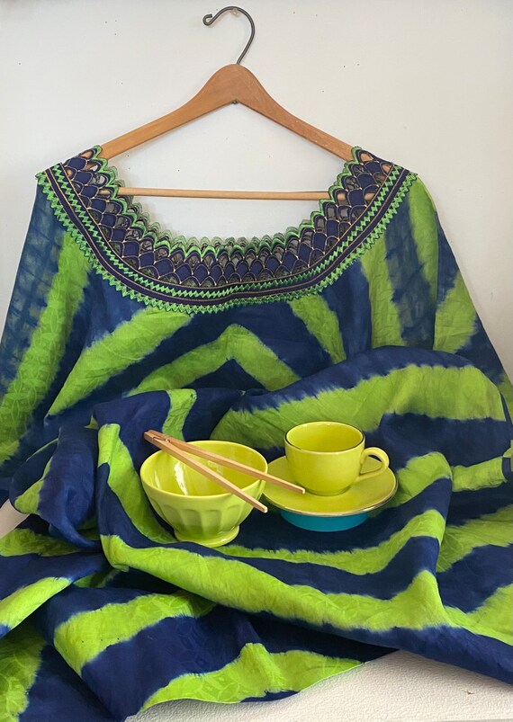 Green and Blue Tie Dye Ethnic Dress with Embroide… - image 9