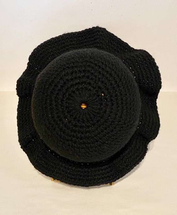 Hand Crocheted Black Slouch Hat - image 2