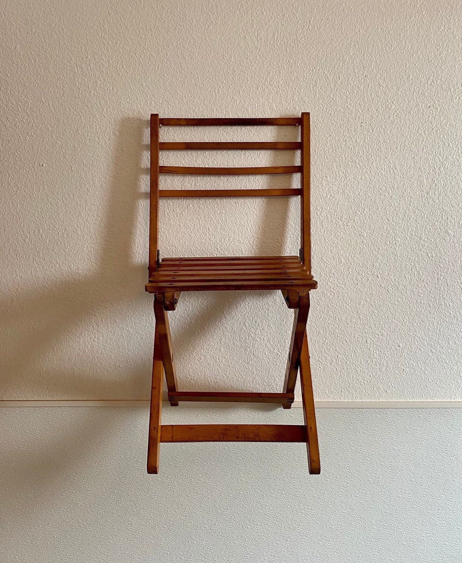 chaise pour enfant pliante vintage en bois naturel