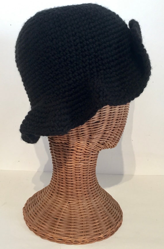 Hand Crocheted Black Slouch Hat - image 7