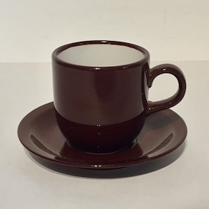 Brown and White Vintage Espresso Cup and Saucer