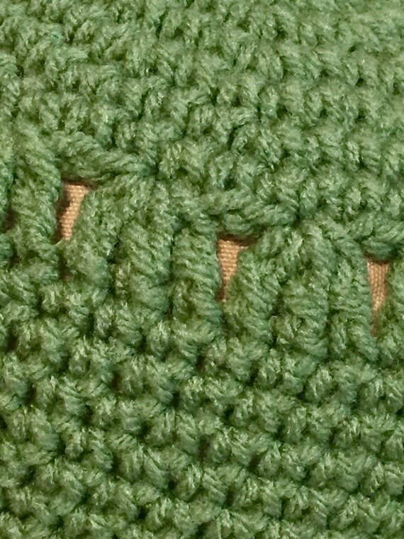 Hand Crocheted Vintage Sage Green Beanie - image 10