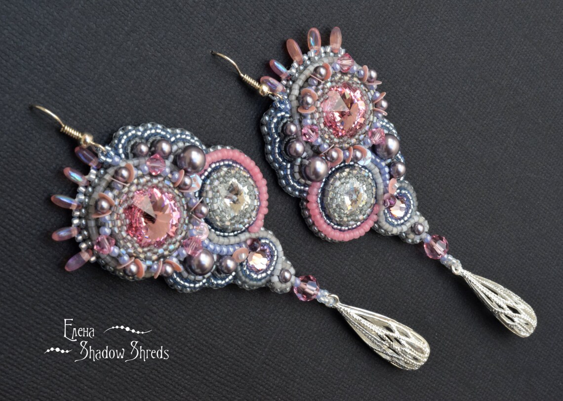 Earrings romance Long Earrings Beadwork Earrings Etsy