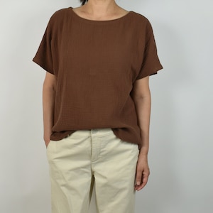 Women&#39;s Cotton Gauze  Top / Short Sleeve Top / Spring & Summer Top