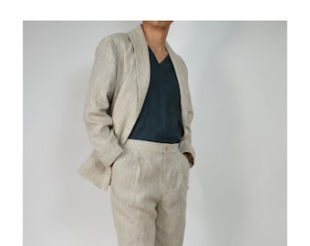 Men's Linen Jacket / Button Front / Patch Pockets