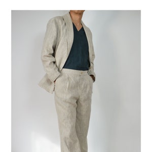 Men's Linen Jacket / Button Front / Patch Pockets image 1