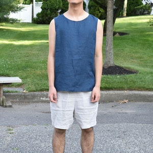 Men's Linen Sleeveless T-shirt / Men's Linen Basic Tank Top / Summer Shirt for Men image 1