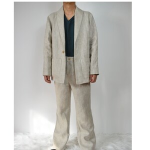 Men's Linen Jacket / Button Front / Patch Pockets image 2