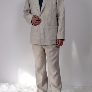 Men's Linen Jacket / Button Front / Patch Pockets image 5