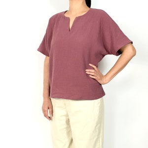 Women&#39;s Cotton Gauze  Top / Short Sleeve Top / Spring & Summer Top