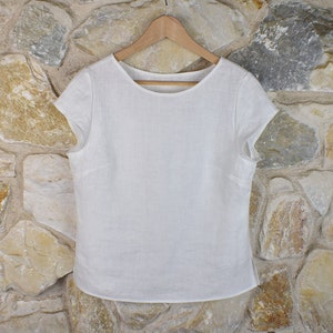 Linen Short Sleeves Blouse, French Premium Linen, Linen Shirt for Women, Linen Blouse, Women Linen Clothing, Linen Top Women, Free Shipping