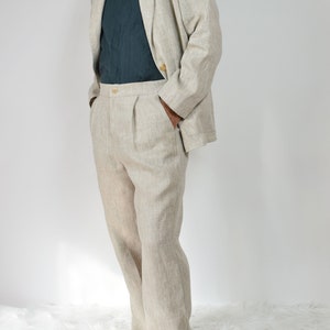 Men's Linen Jacket / Button Front / Patch Pockets image 3