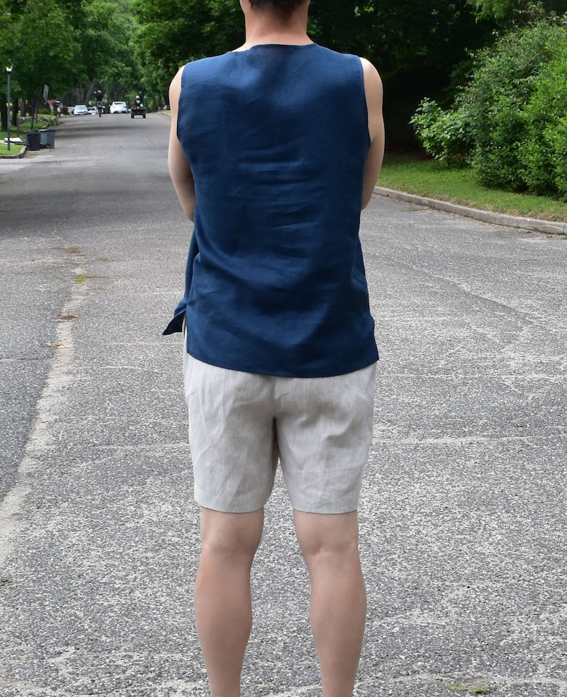 Men's Linen Sleeveless T-shirt / Men's Linen Basic Tank Top / Summer Shirt for Men image 4