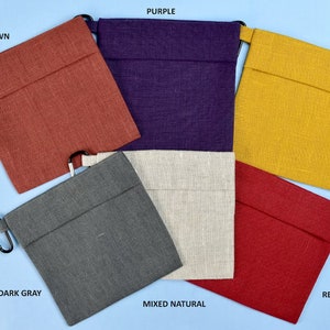 Linen Face Mask Pouch / Face Mask Case / Mask Bag