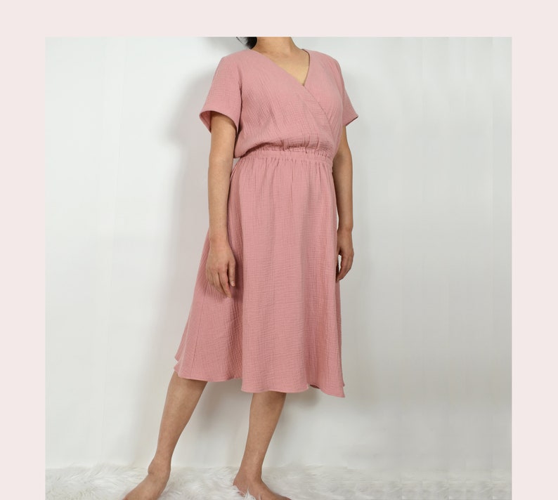 Women's Cotton Gauze Wrap Dress / Short Sleeve Dress With Etsy