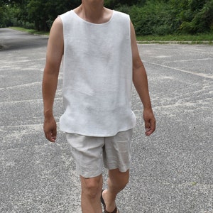 Men's Linen Sleeveless T-shirt / Men's Linen Basic Tank Top / Summer Shirt for Men image 6