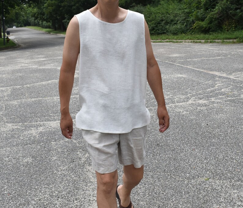 Men's Linen Sleeveless T-shirt / Men's Linen Basic Tank Top / Summer Shirt for Men image 6