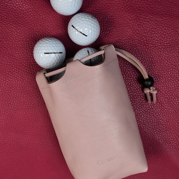 Leather Pouch / Gift for her /him/ Leather Golf Ball Organizer / A great gift option with golf balls / Accessory  bag