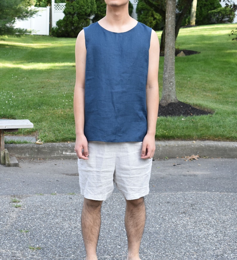 Men's Linen Sleeveless T-shirt / Men's Linen Basic Tank Top / Summer Shirt for Men image 1