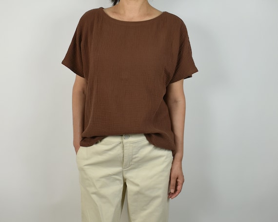 Women's Cotton Gauze  Top / Short Sleeve Top / Spring & Summer Top