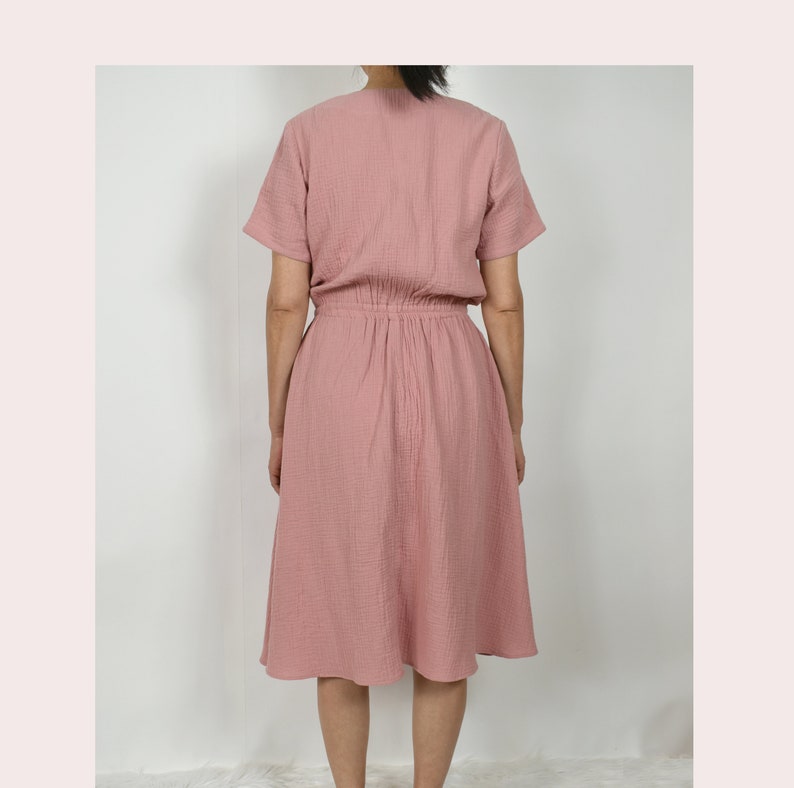 Women's Cotton Gauze Wrap Dress / Short Sleeve Dress With Etsy