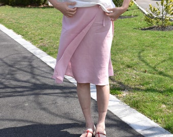 Linen Wrap Skirt / French Premium Linen