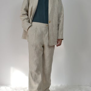 Men's Linen Jacket / Button Front / Patch Pockets image 4