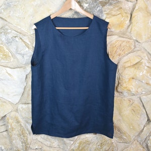 Men's Linen Sleeveless T-shirt / Men's Linen Basic Tank Top / Summer Shirt for Men image 5