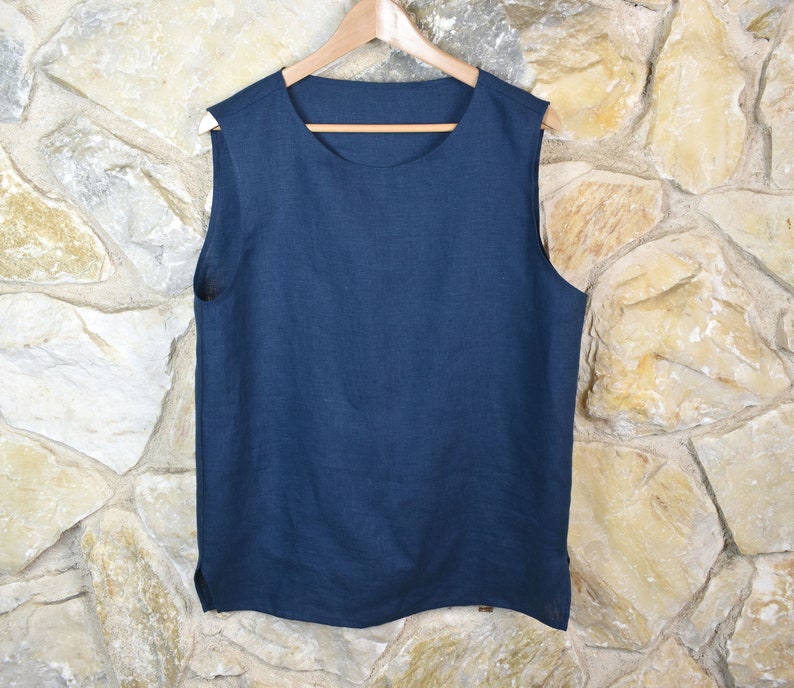 Men's Linen Sleeveless T-shirt / Men's Linen Basic Tank Top / Summer Shirt for Men image 5