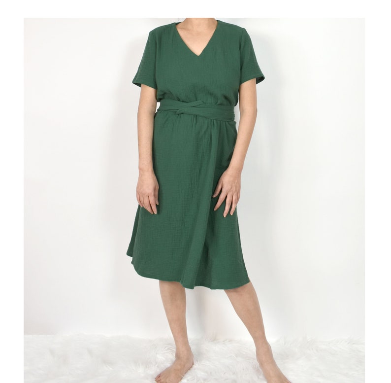 Women's Cotton Gauze Vneck Dress / Short Sleeve Dress Etsy