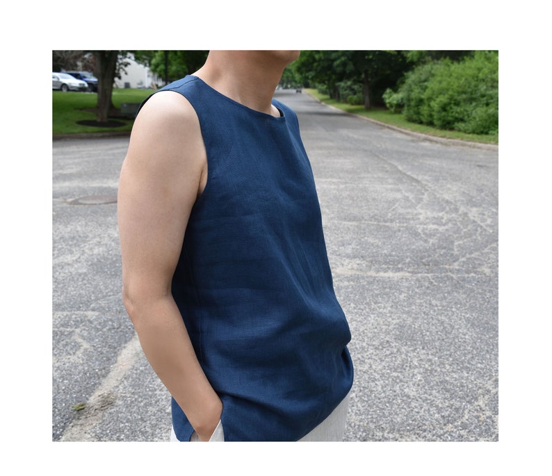Men's Linen Sleeveless T-shirt / Men's Linen Basic Tank Top / Summer Shirt for Men image 3