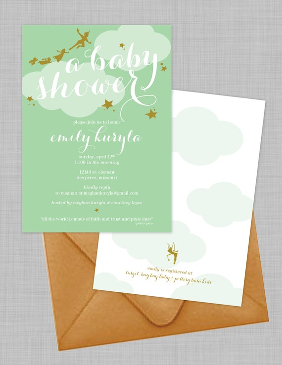 peter pan baby shower invitations